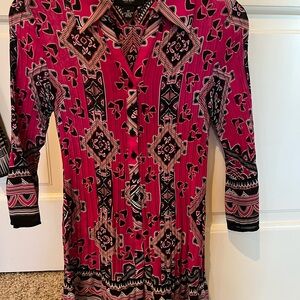 Alfani Pink and Black Patterned Blouse